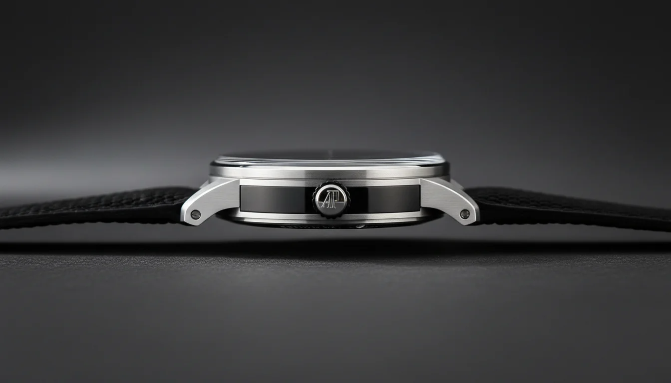 Audemars Piguet Code 11.59 Starwheel case side profile showing the single crown at 3 o'clock