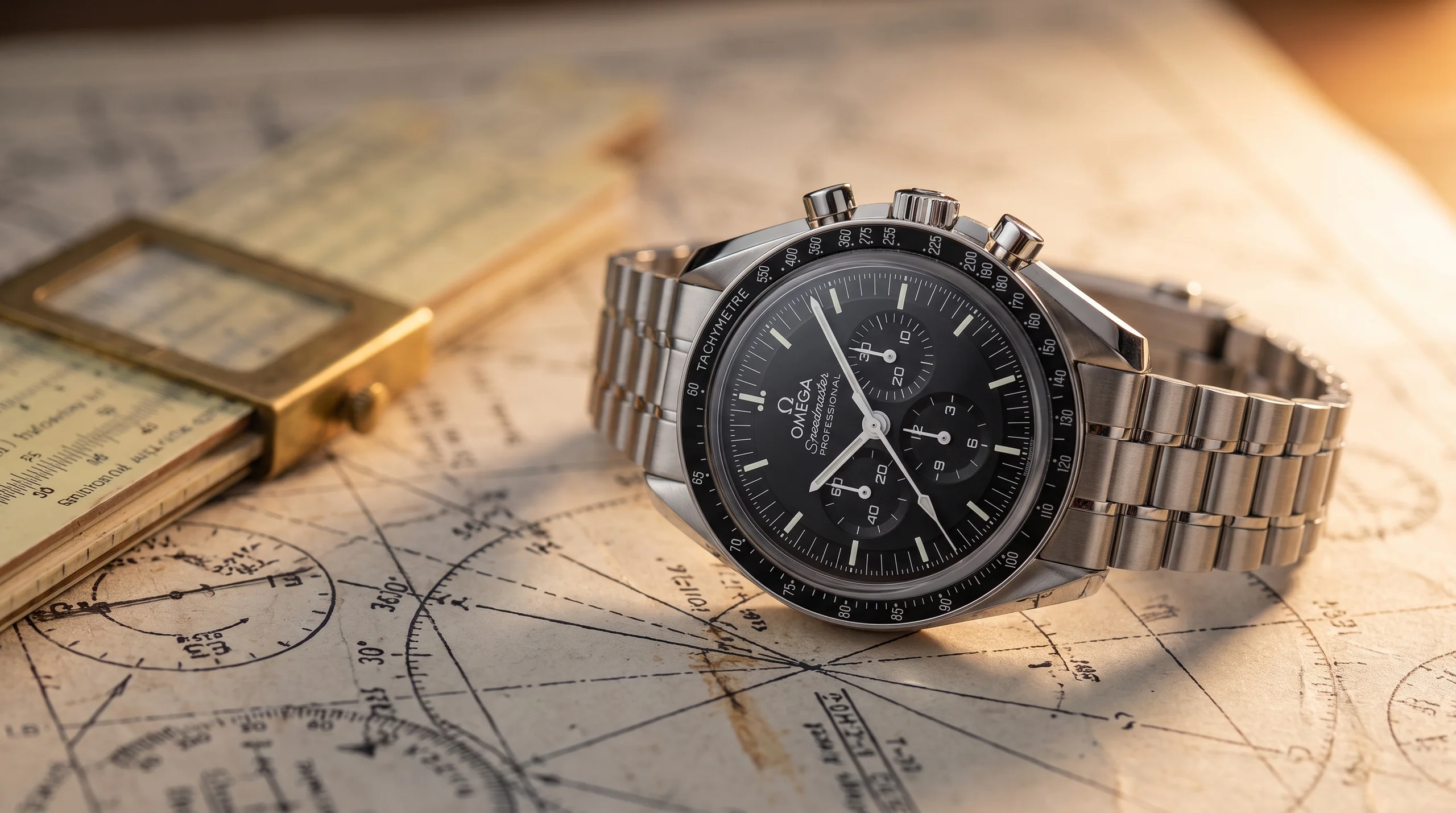 Omega Speedmaster chronograph with tachymeter bezel and pushers, the archetypal watch to explain what a chronograph is