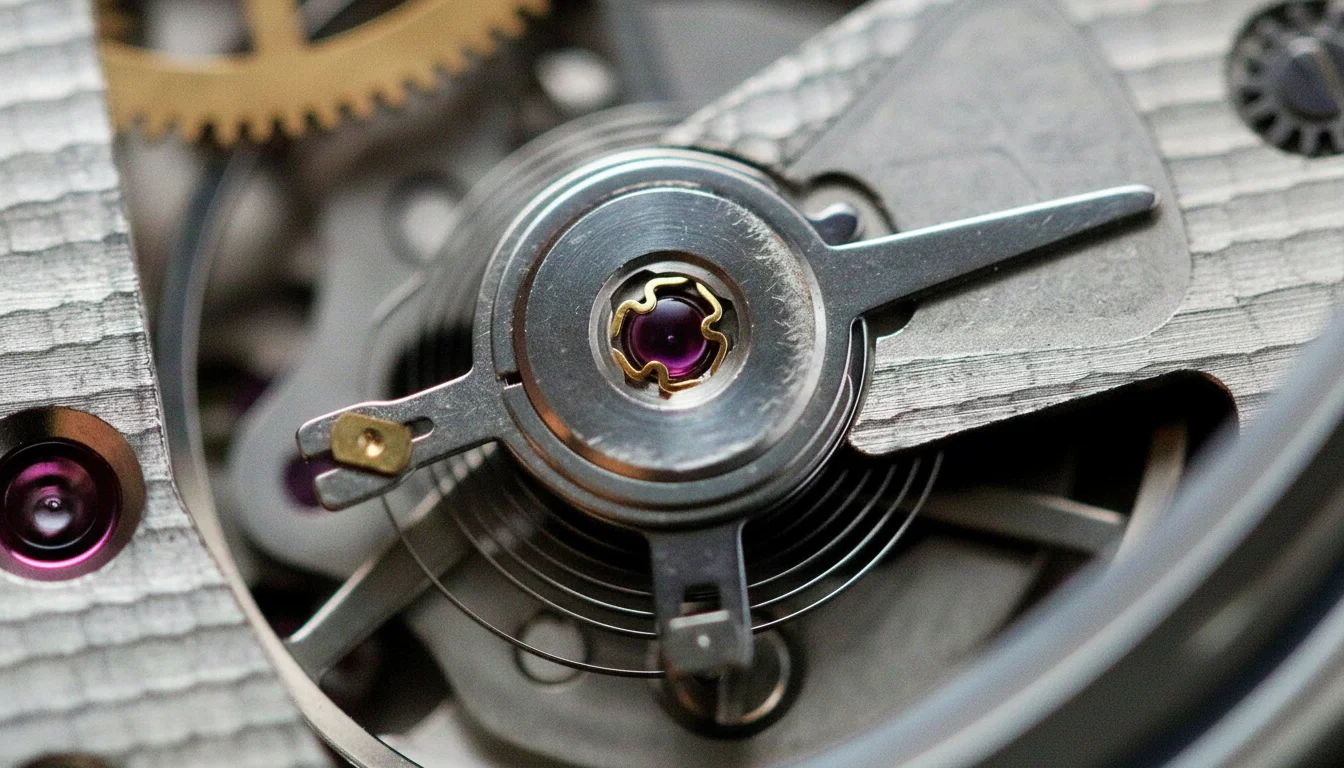 The balance and pallet fork assembly with impulse jewel in a watch escapement