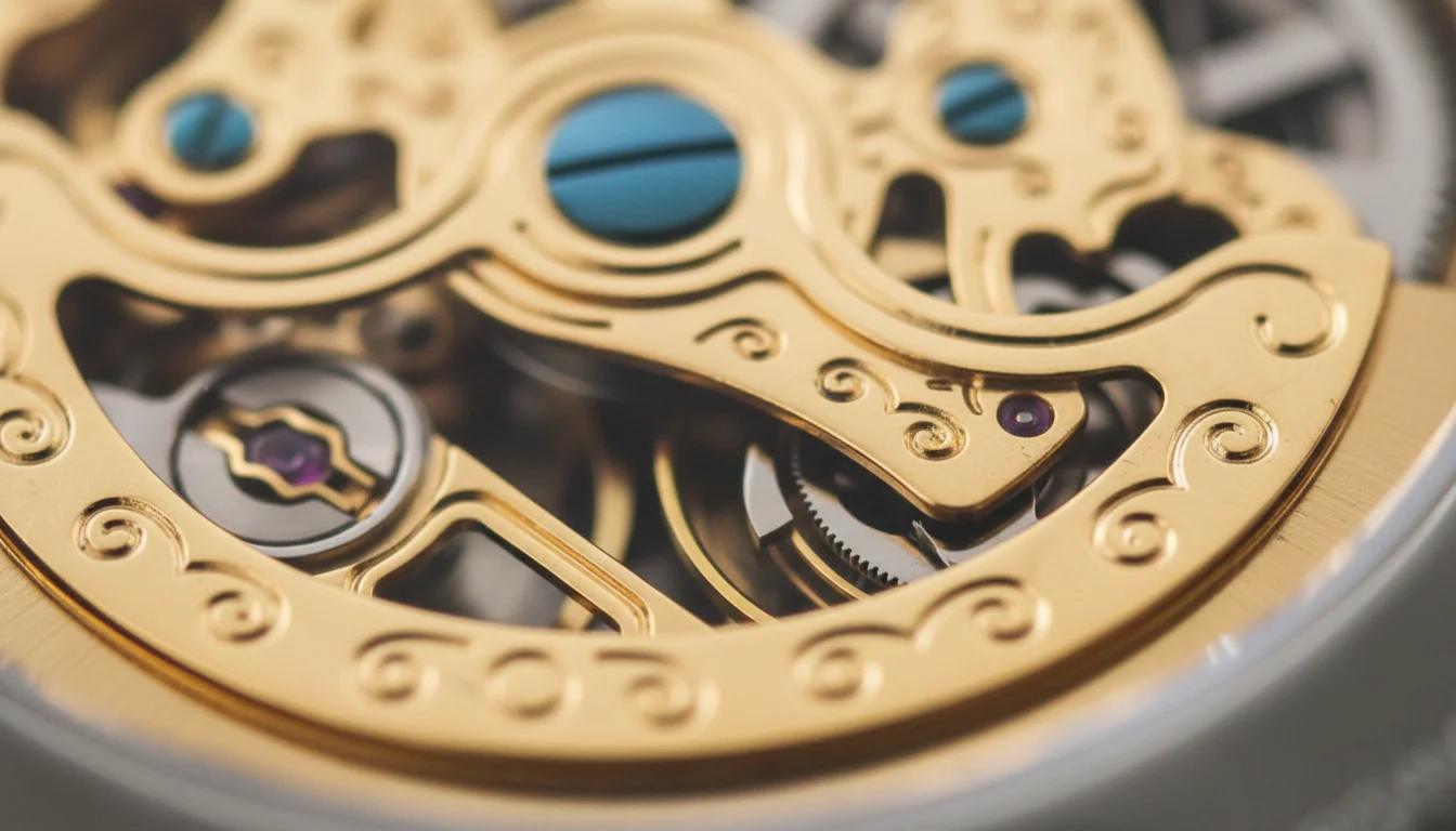 The toothed escape wheel of a watch movement, part of the escapement