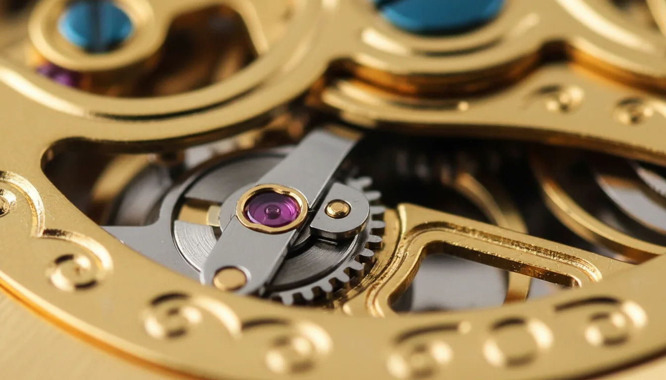 What is an escapement, Swiss lever pallet fork engaging the escape wheel teeth
