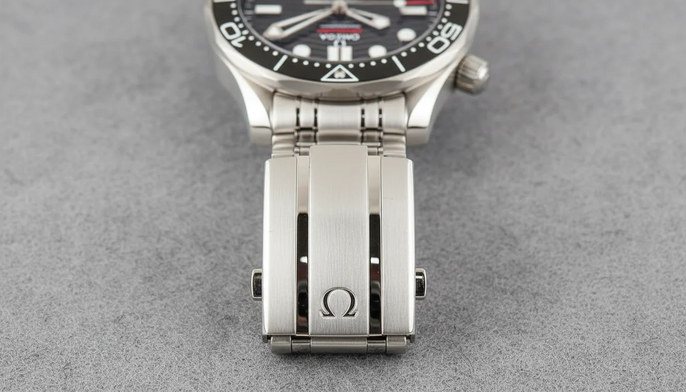 Omega Seamaster bracelet and clasp macro