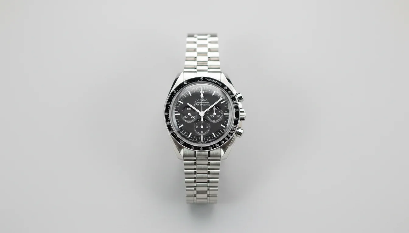 Omega Speedmaster Professional Moonwatch with black dial and three sub-dials